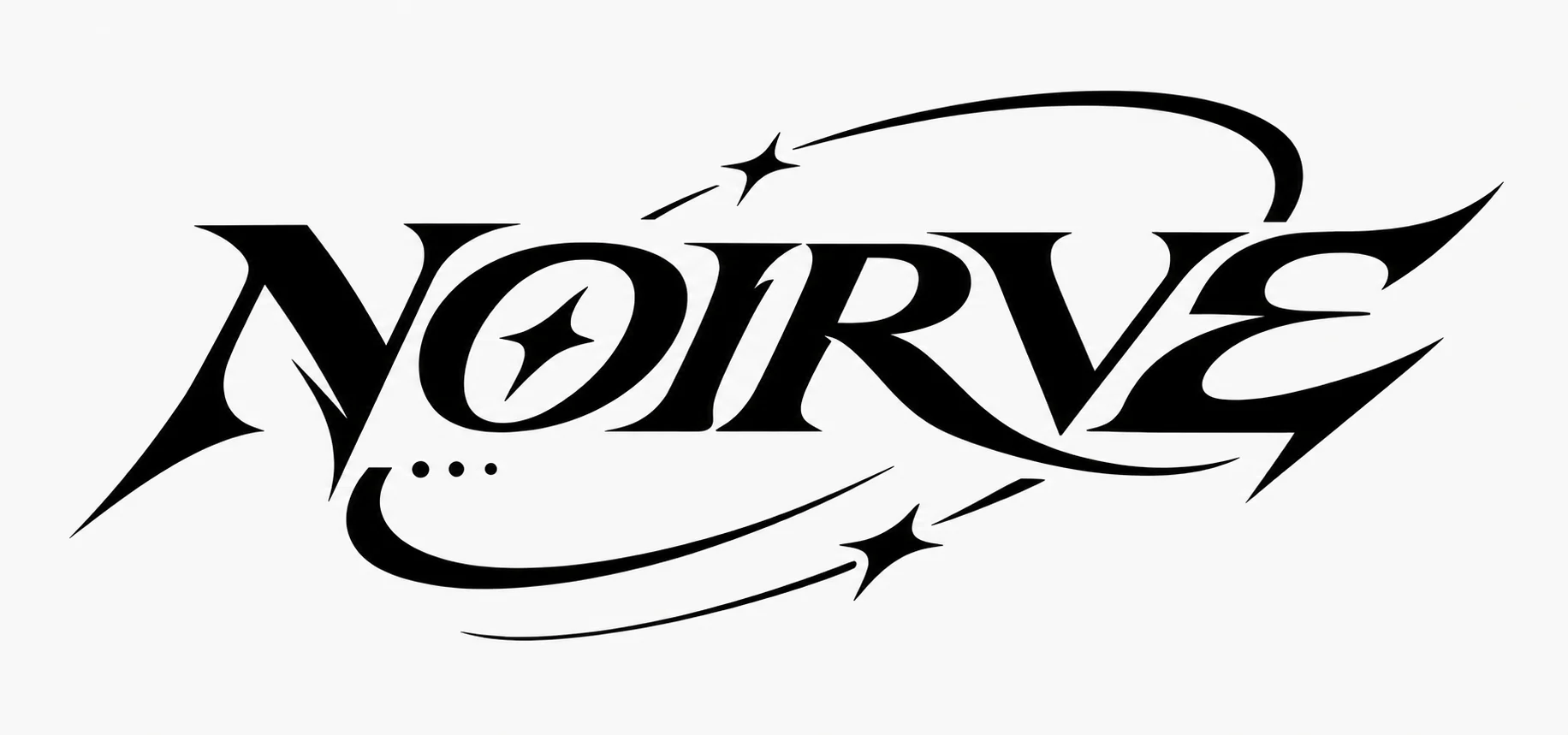 noirve stylized wordmark logo in the footer on a dark luxury branded layout